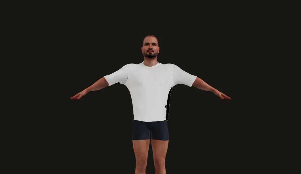 La tela de la camiseta cayendo sobre el avatar en el visor 3D